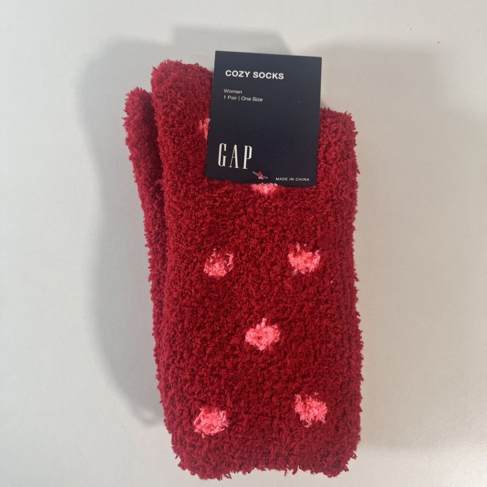 Gap Cozy Socks One Size Red Hearts Valentines Day